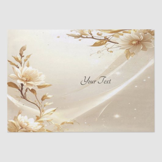Witte en gouden bloemen tissuepapier (Voorkant)