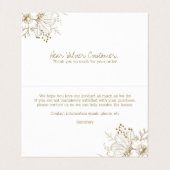 Witte en gouden bloemen visitekaartje (Binnenkant ongevouwen)