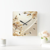 Witte en gouden bloemen wandklok (Huis)