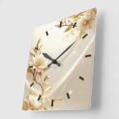 Witte en gouden bloemen wandklok (Hoek)