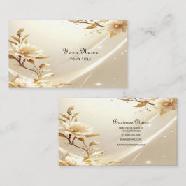 Witte en Gouden Bloemen Zakelijke Visitekaart Visitekaartje