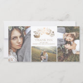 Witte en gouden bloemenbruiloft Dank u Bedankkaart (Voorkant)