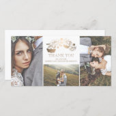 Witte en gouden bloemenbruiloft Dank u Bedankkaart (Voorkant / Achterkant)