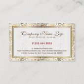 Witte en gouden bloemenkant Paisley Visitekaartje (Achterkant)