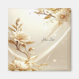 Witte en gouden bloemenmagneet magneet