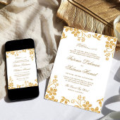 Witte en gouden bloemige islamitische moslim bruil kaart