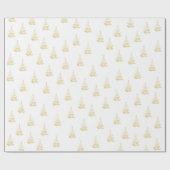 Witte en gouden boom vakantie cadeaupapier (Vlak)