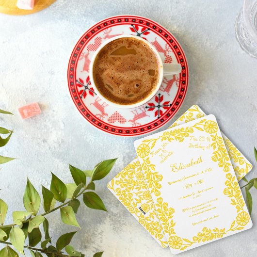 Witte en Gouden Botanische Bloemen 30ste Verjaarda Kaart