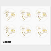 Witte en gouden bruid & bruidegom - Ringen Ronde Sticker (Vel)