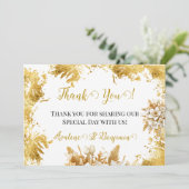 Witte en gouden bruiloft bedankkaarten kaart (Staand voorkant)