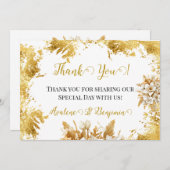 Witte en gouden bruiloft bedankkaarten kaart (Voorkant / Achterkant)