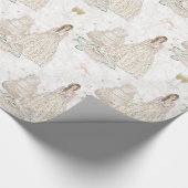 Witte en gouden bruiloft  cadeaupapier (Hoek)