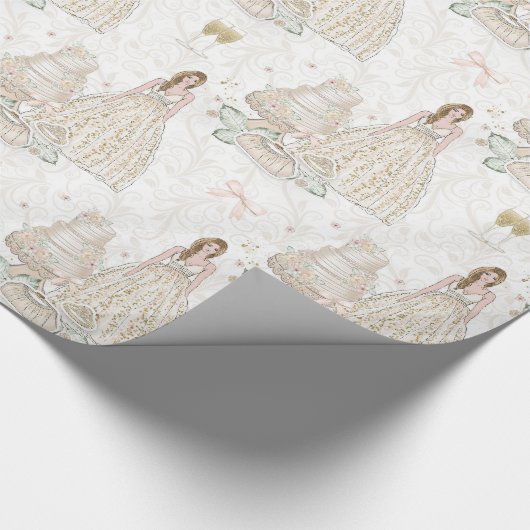 Witte en gouden bruiloft  cadeaupapier (Hoek)