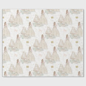 Witte en gouden bruiloft  cadeaupapier (Vlak)