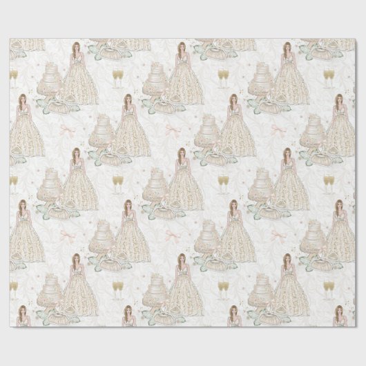 Witte en gouden bruiloft  cadeaupapier (Vlak)