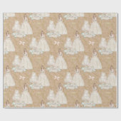 Witte en gouden bruiloft  cadeaupapier (Vlak)