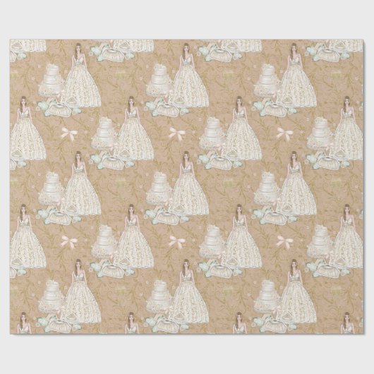 Witte en gouden bruiloft  cadeaupapier (Vlak)