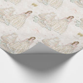 Witte en gouden bruiloft  cadeaupapier (Hoek)