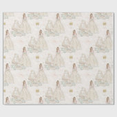 Witte en gouden bruiloft  cadeaupapier (Vlak)