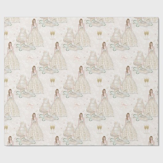 Witte en gouden bruiloft  cadeaupapier (Vlak)