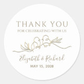 Witte en gouden bruiloft Dank u gunst Ronde Sticker (Voorkant)