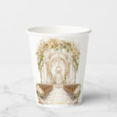 Witte en gouden bruiloft papieren bekers (Achterkant)