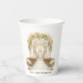 Witte en gouden bruiloft papieren bekers (Voorkant)