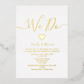 Witte en gouden bruiloft receptie folie uitnodiging (Voorkant)