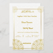 Witte en gouden bruiloft uitnodiging (Voorkant / Achterkant)