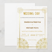 Witte en gouden bruiloft uitnodiging (Voorkant / Achterkant)