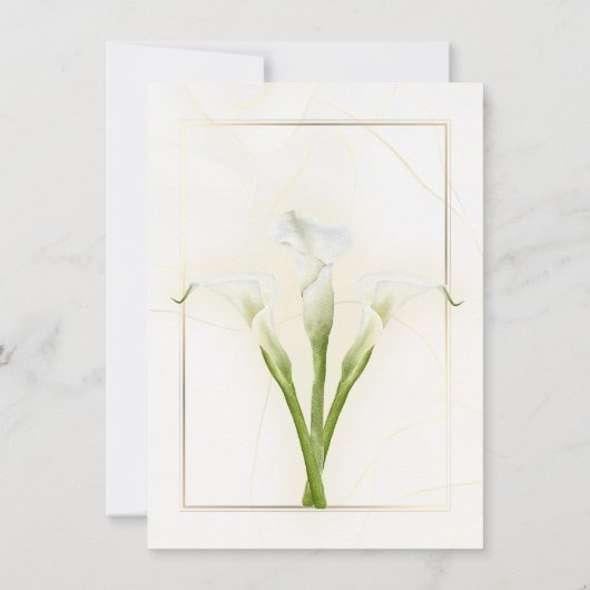Witte en gouden Calla Lily Elegance Kaart (Achterkant)