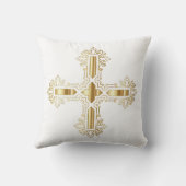 Witte en gouden christelijk kruis sierkussen (Achterkant)