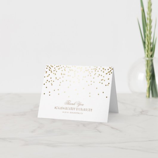 Witte en gouden confetti bruiloft bedankt (Voorkant)