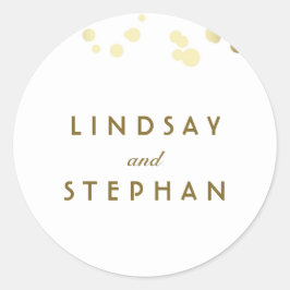 Witte en gouden Confetti bruiloft Ronde Sticker
