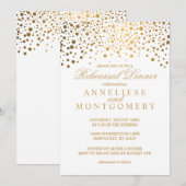 Witte en gouden Confetti repetitie Kaart (Voorkant / Achterkant)