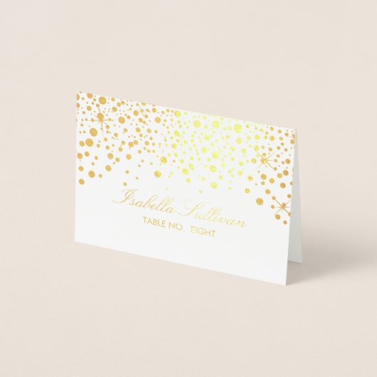 Witte en gouden Confetti Stippen | Kaarten plaatse (Voorkant)