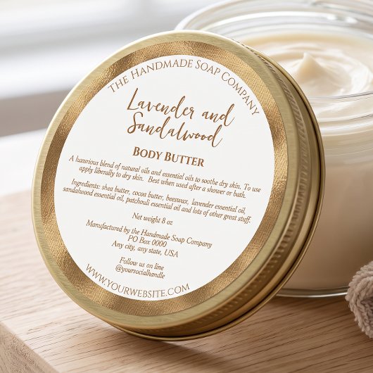 Witte en gouden cosmetica pot label met ingrediënt