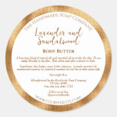 Witte en gouden cosmetica pot label met ingrediënt (Voorkant)