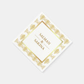 Witte en gouden damast bruiloft servet (Hoek)