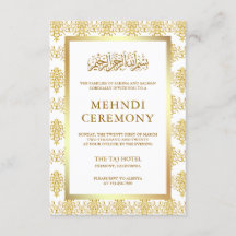 Witte en gouden damast islamitische moslim-mehndi