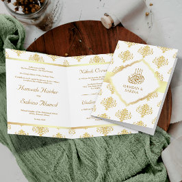 Witte en gouden damastpatroon moslim bruiloft