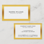 Witte en gouden eenvoudige vormgeving visitekaartje (Voorkant / Achterkant)