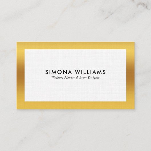 Witte en gouden eenvoudige vormgeving visitekaartje (Voorkant)