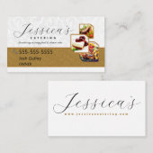 Witte en gouden Elegant Catering Visitekaartje (Voorkant / Achterkant)