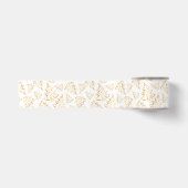 Witte en gouden elegante kerstbomen satijnen lint (Voorkant)