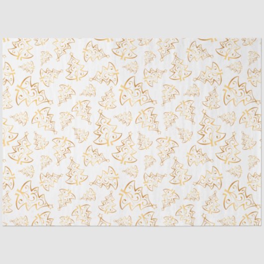 Witte en gouden elegante kerstbomen tissuepapier (Voorkant)
