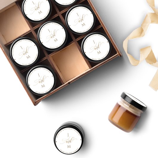 Witte en gouden envelop / Favor Ronde Sticker