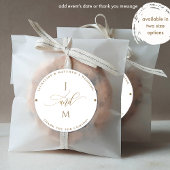 Witte en gouden envelop / Favor Ronde Sticker