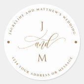 Witte en gouden envelop / Favor Ronde Sticker (Voorkant)