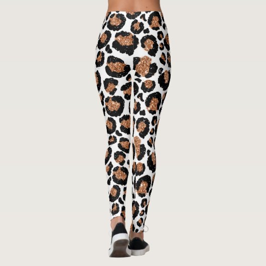 Witte en gouden folie cheetah of luipaard patroon leggings (Achterkant)
